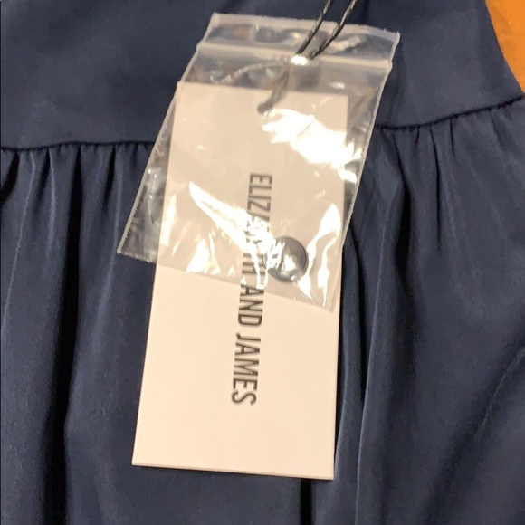 Elizabeth and James Navy Blue Midi Dress with Gold Accents - Picture 4 of 7